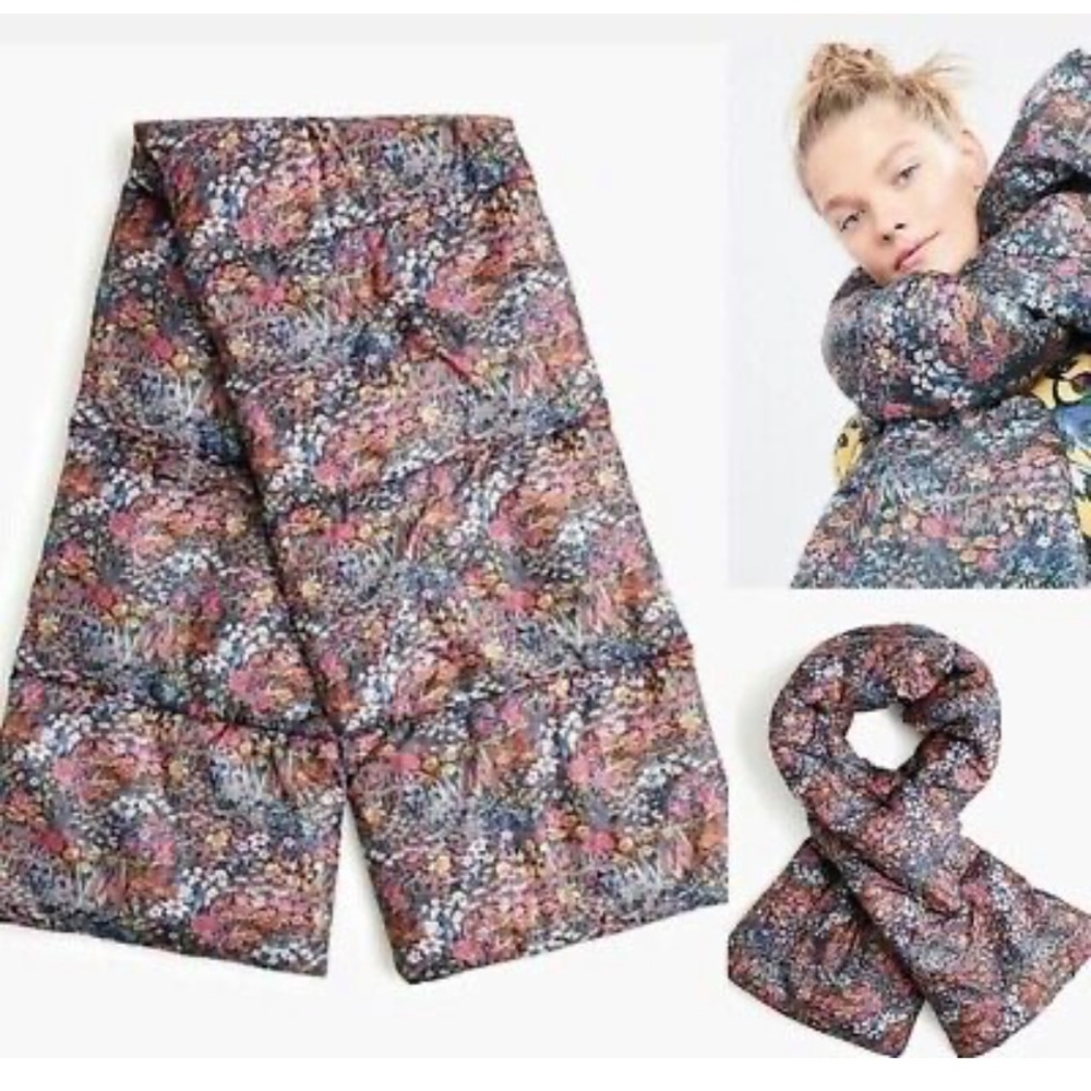 J.Crew NWT Liberty Art Floral Print Pull-Through Puffer Scarf